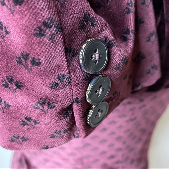 Jack Wills Velvet Blazer Burgundy Floral Print - Picture 4 of 9